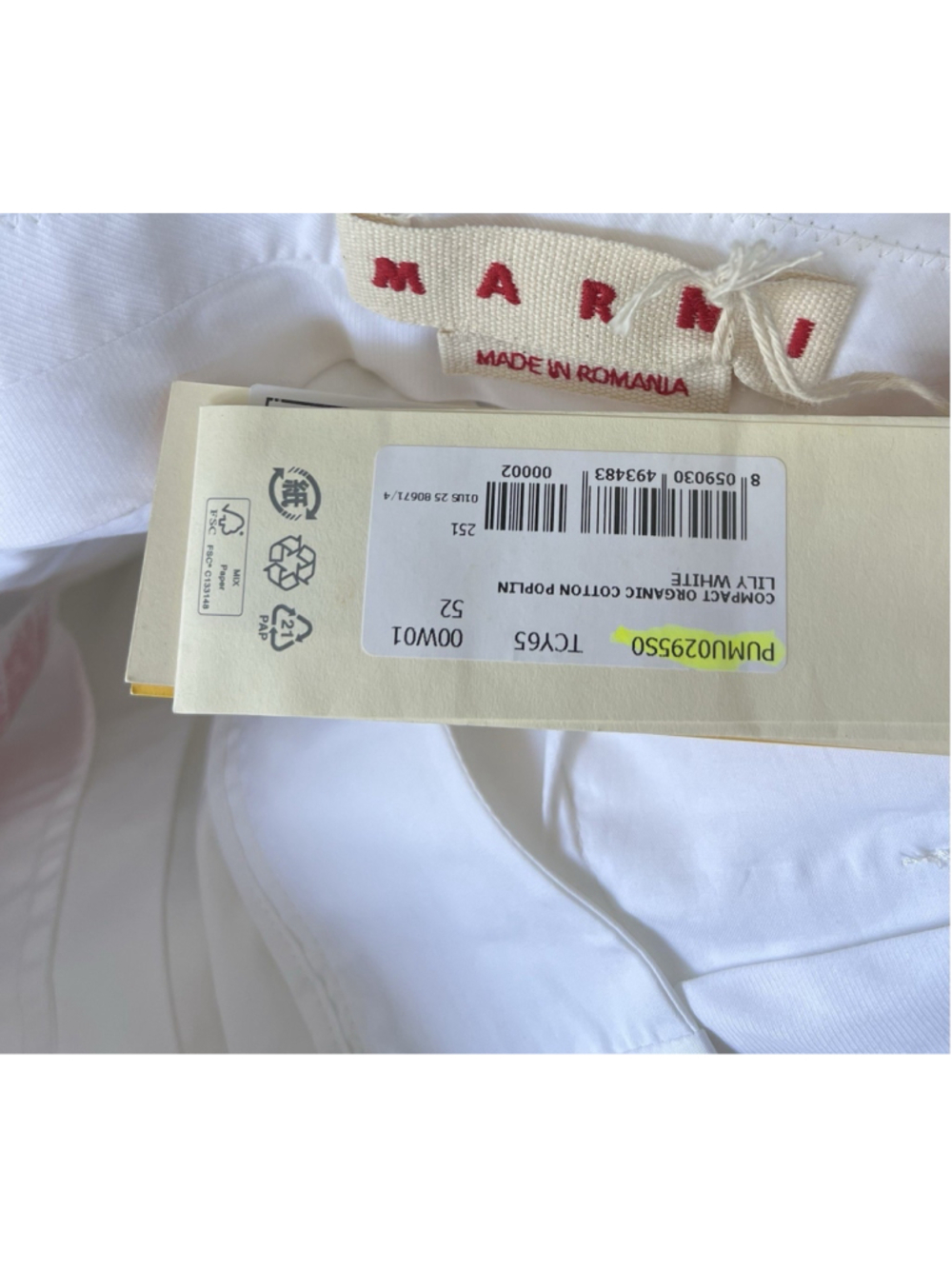 Marni Compact Organic Cotton Poplin Tapered Wide Leg Trousers Pants IT 52 US 36 - Picture 10 of 14
